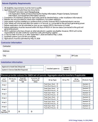 Solar rebate application sample